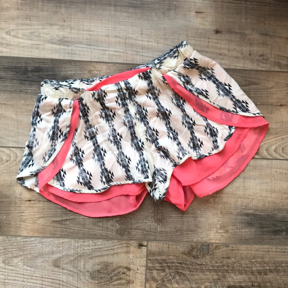 Zara Trafaluc Pink and Black Aztec Shorts